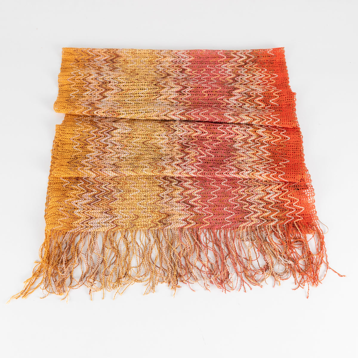 Missoni Orange Cream Chevron Cotton Blend Summer Scarf