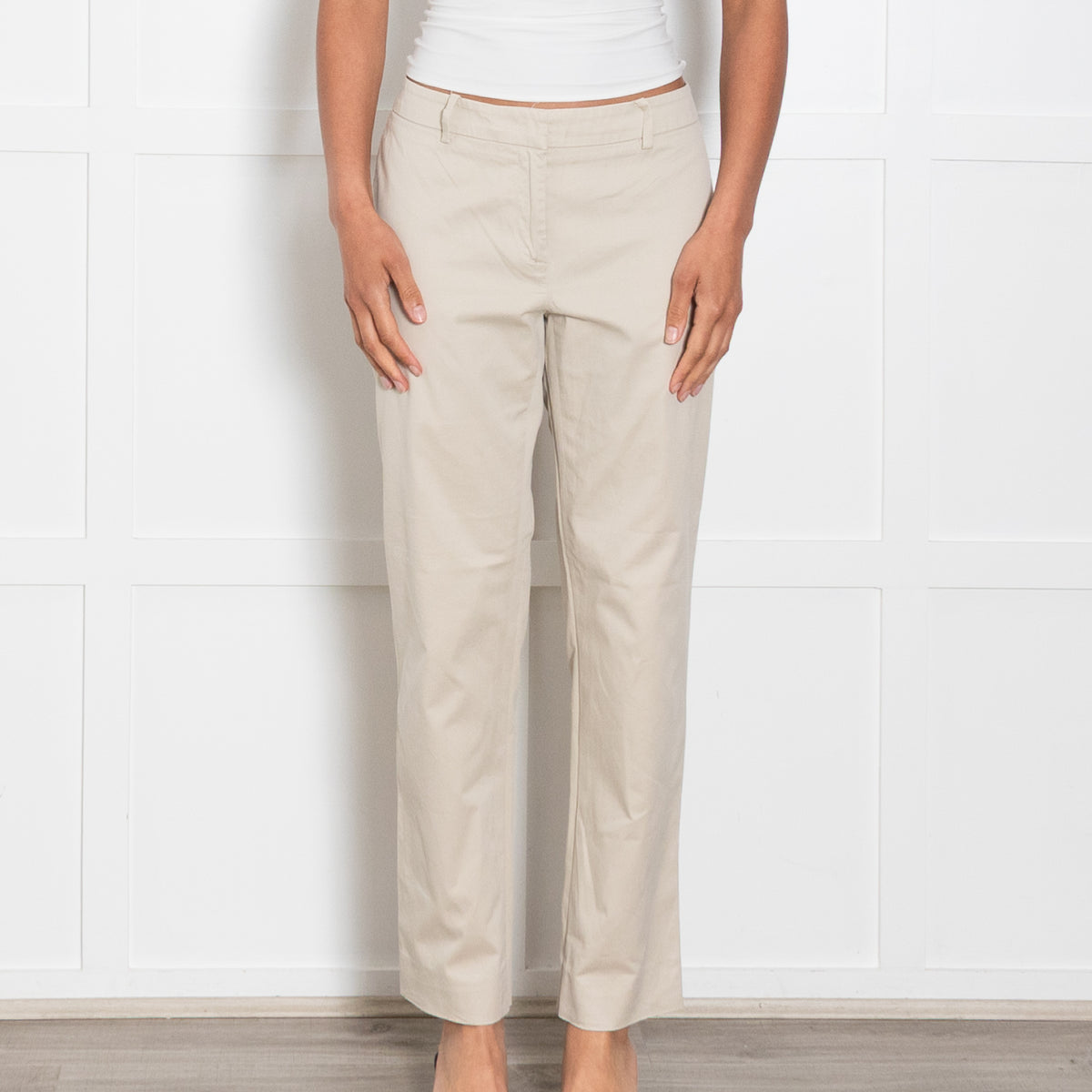 Weekend Max Mara Neutral Cigarette Trousers
