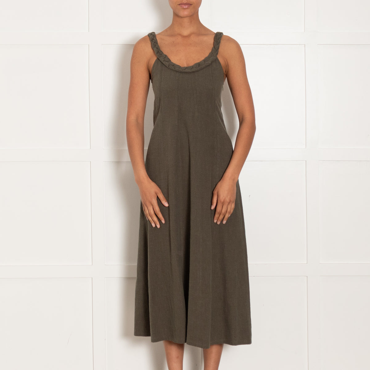 Belize Khaki Plait Strap Dress