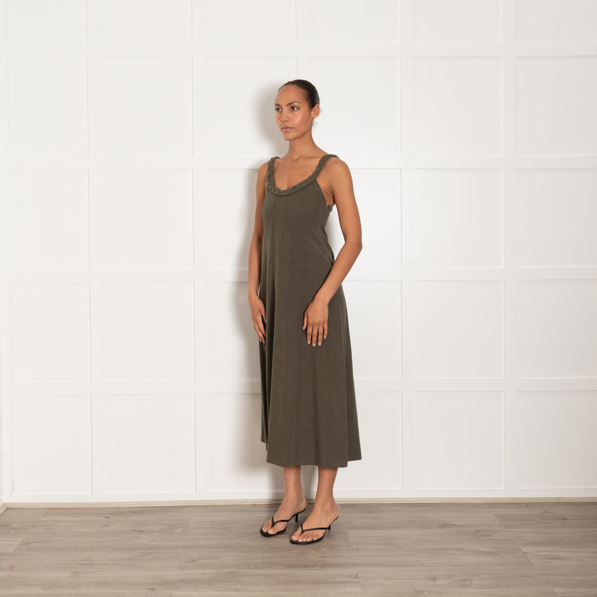 Belize Khaki Plait Strap Dress