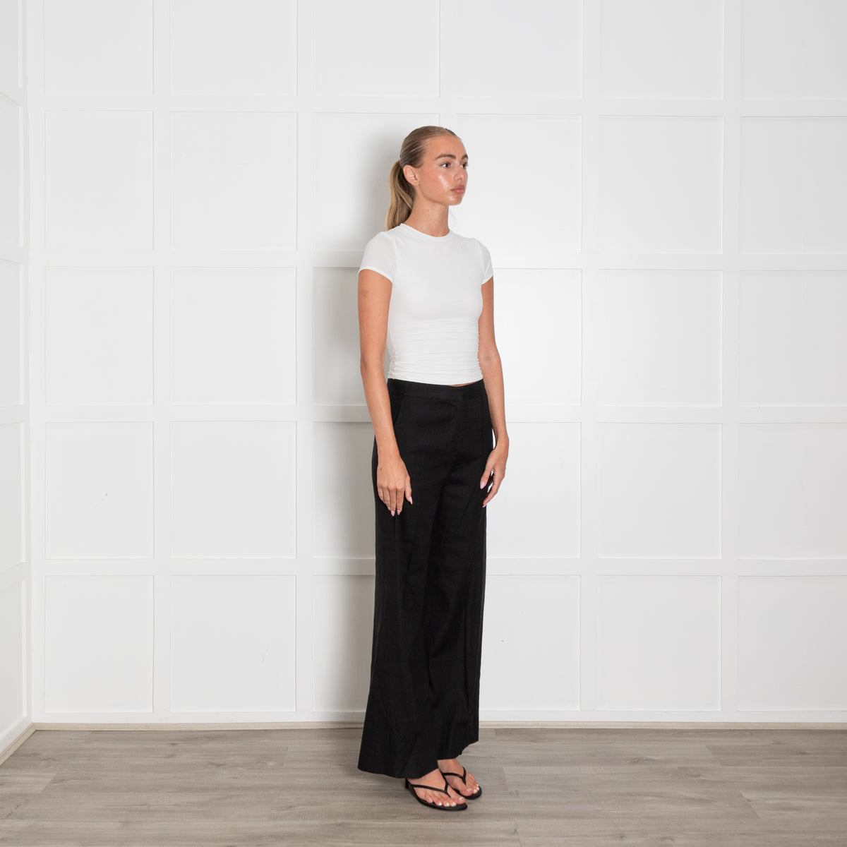 Diane Von Furstenberg Black Linen Blend Trousers