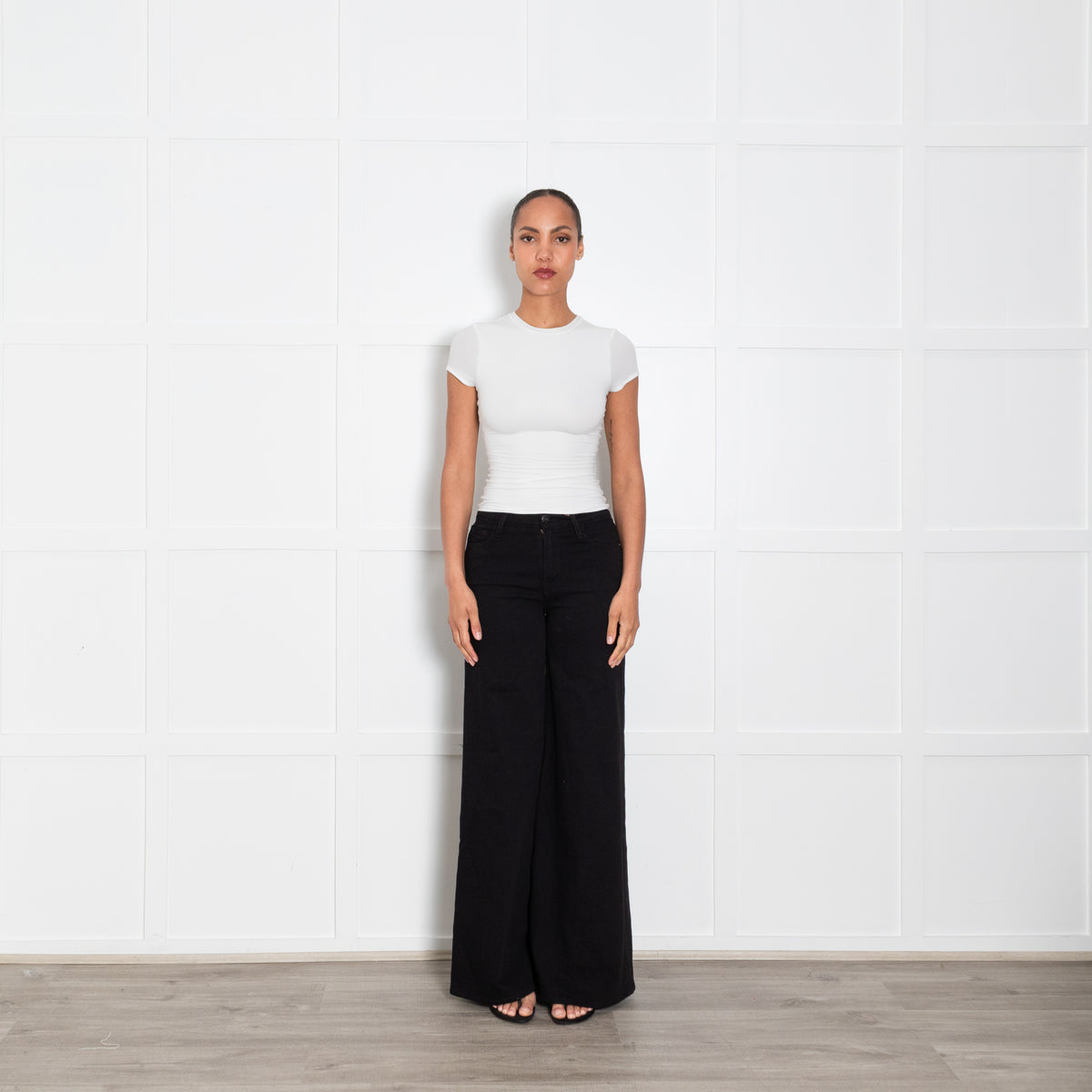 Frame Black Flared Denim Trousers