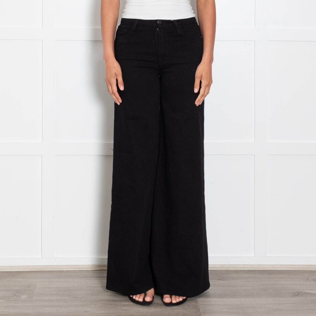 Frame Black Flared Denim Trousers