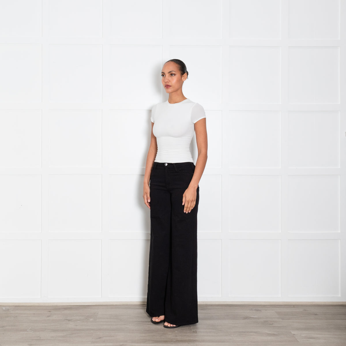 Frame Black Flared Denim Trousers