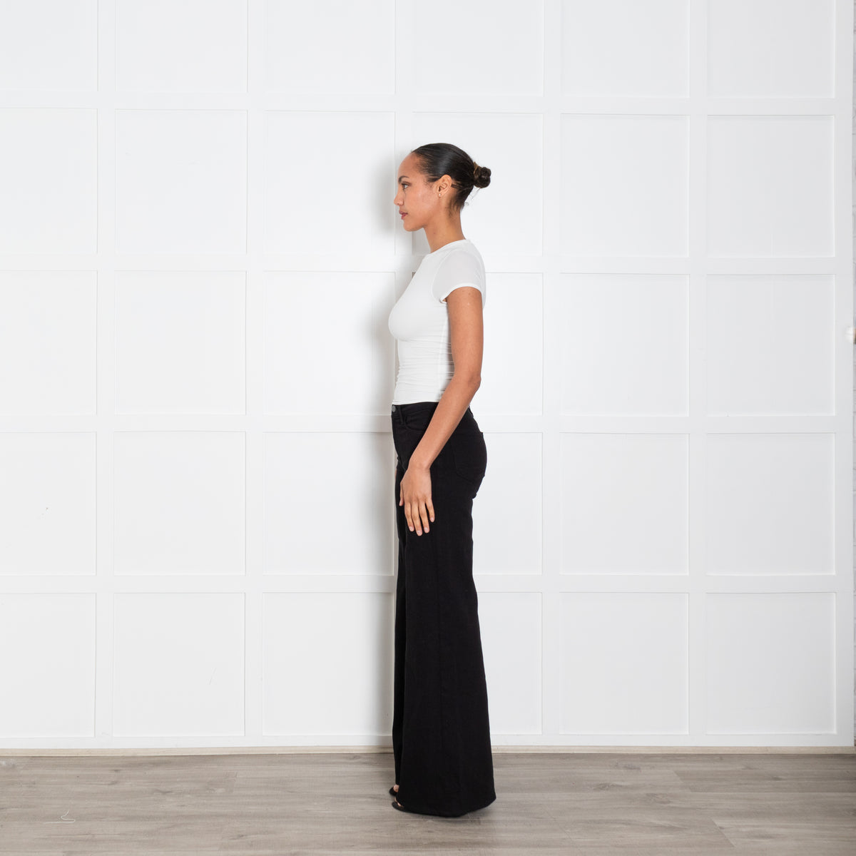 Frame Black Flared Denim Trousers