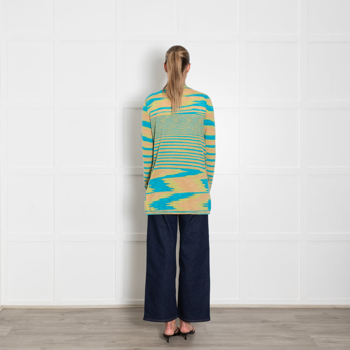 Missoni Turquoise Lime Green Orange Fine Knit Cardigan