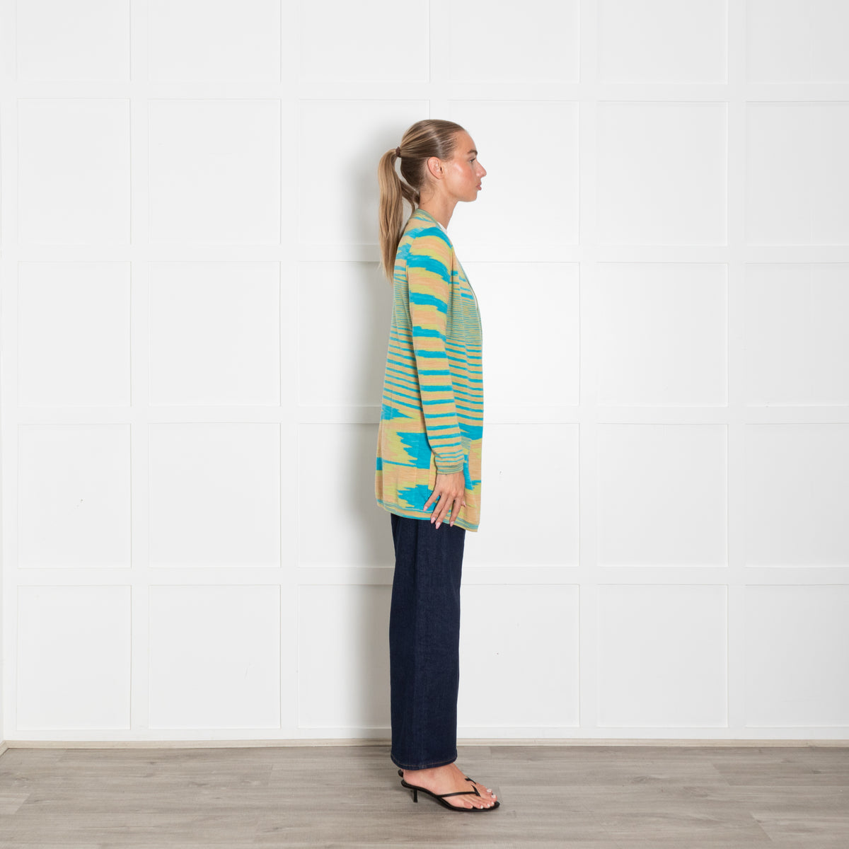 Missoni Turquoise Lime Green Orange Fine Knit Cardigan