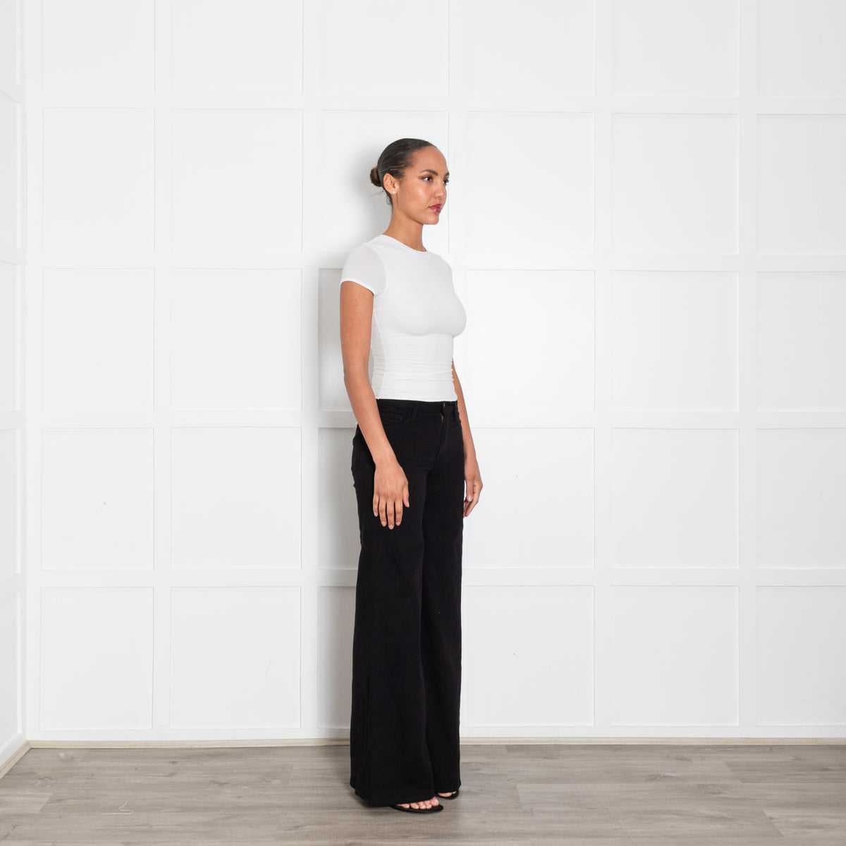 Frame Black Flared Denim Trousers