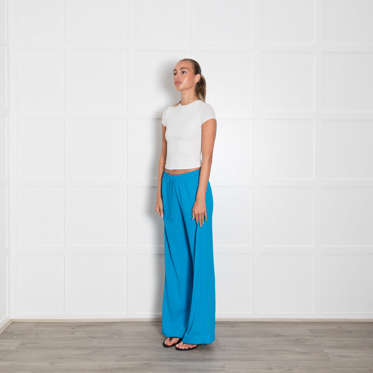 Me + Em Turquoise Blue Elasticated Waisted Trousers