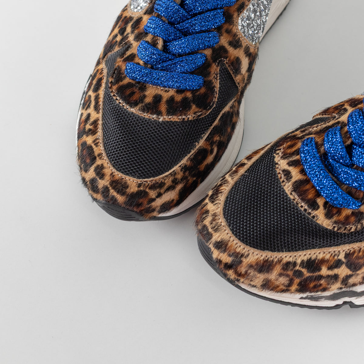 Golden Goose Brown Leopard Print Pony Skin With Glitter Trainers