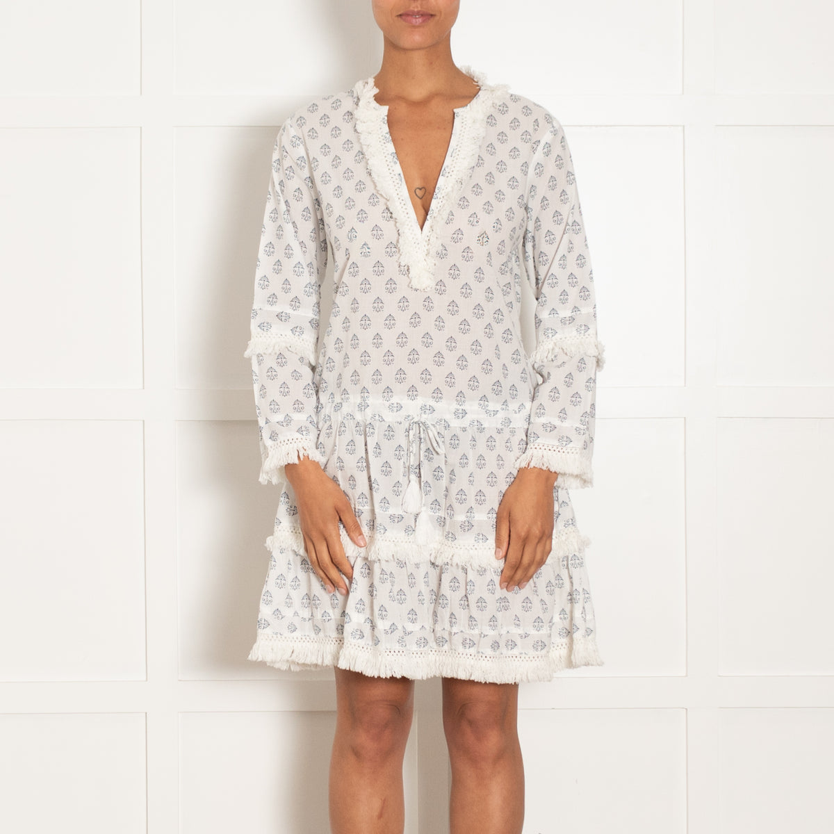 Melissa Odabash Blue And White Claudia Block Print Beach Dress