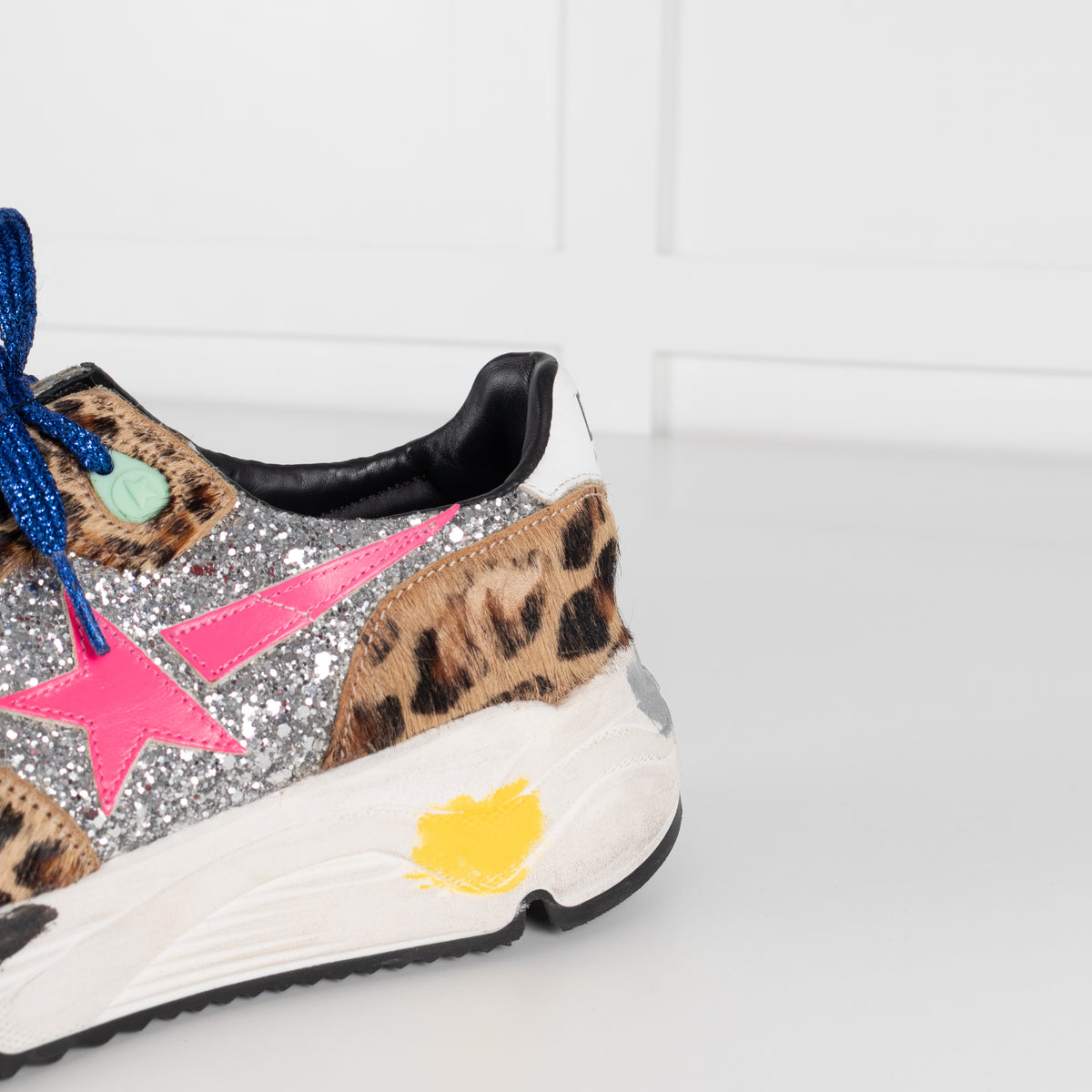 Golden Goose Brown Leopard Print Pony Skin With Glitter Trainers
