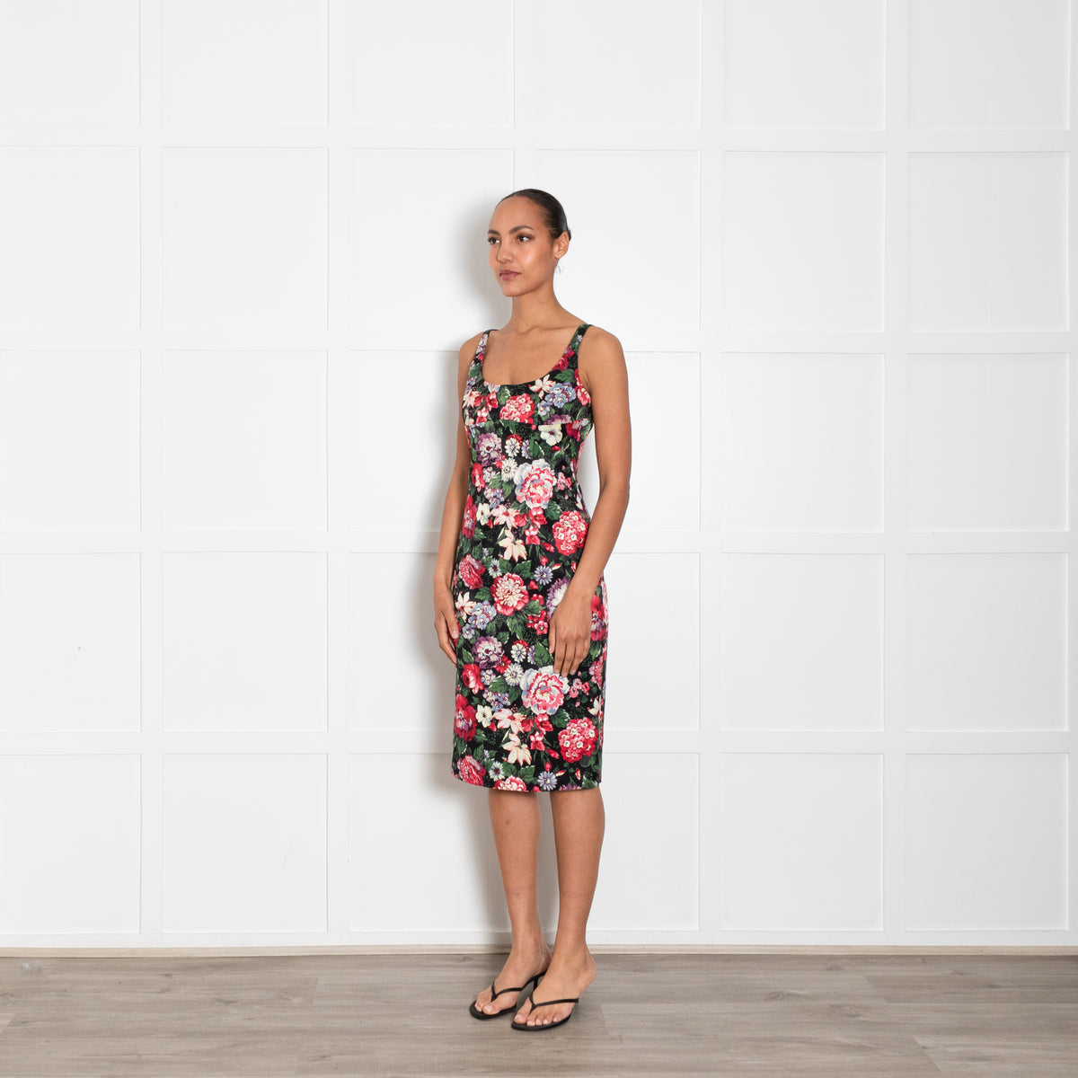 Dolce & Gabbana Multicolour Floral Print Strap Dress