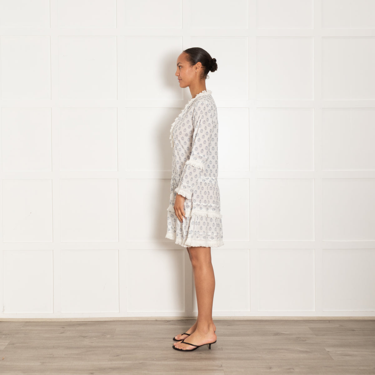 Melissa Odabash Blue And White Claudia Block Print Beach Dress