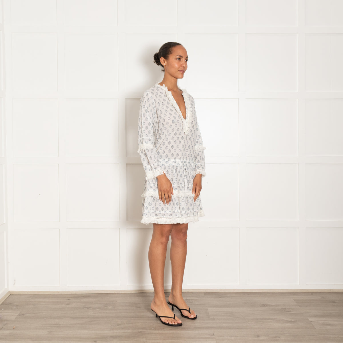 Melissa Odabash Blue And White Claudia Block Print Beach Dress