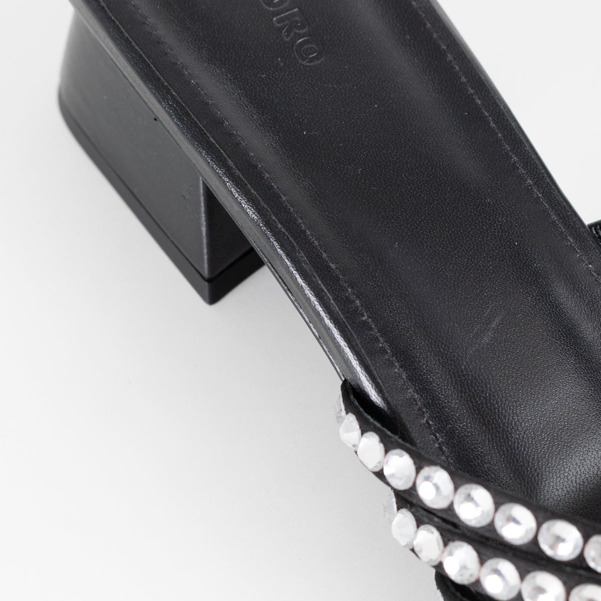 Sandro Black Crystal Embellished Leather Mules