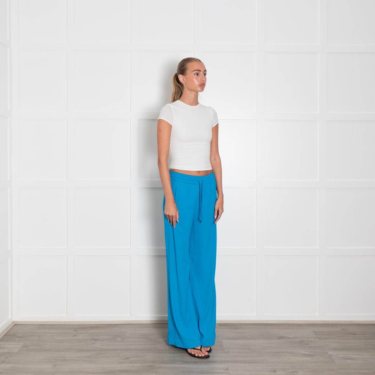 Me + Em Turquoise Blue Elasticated Waisted Trousers