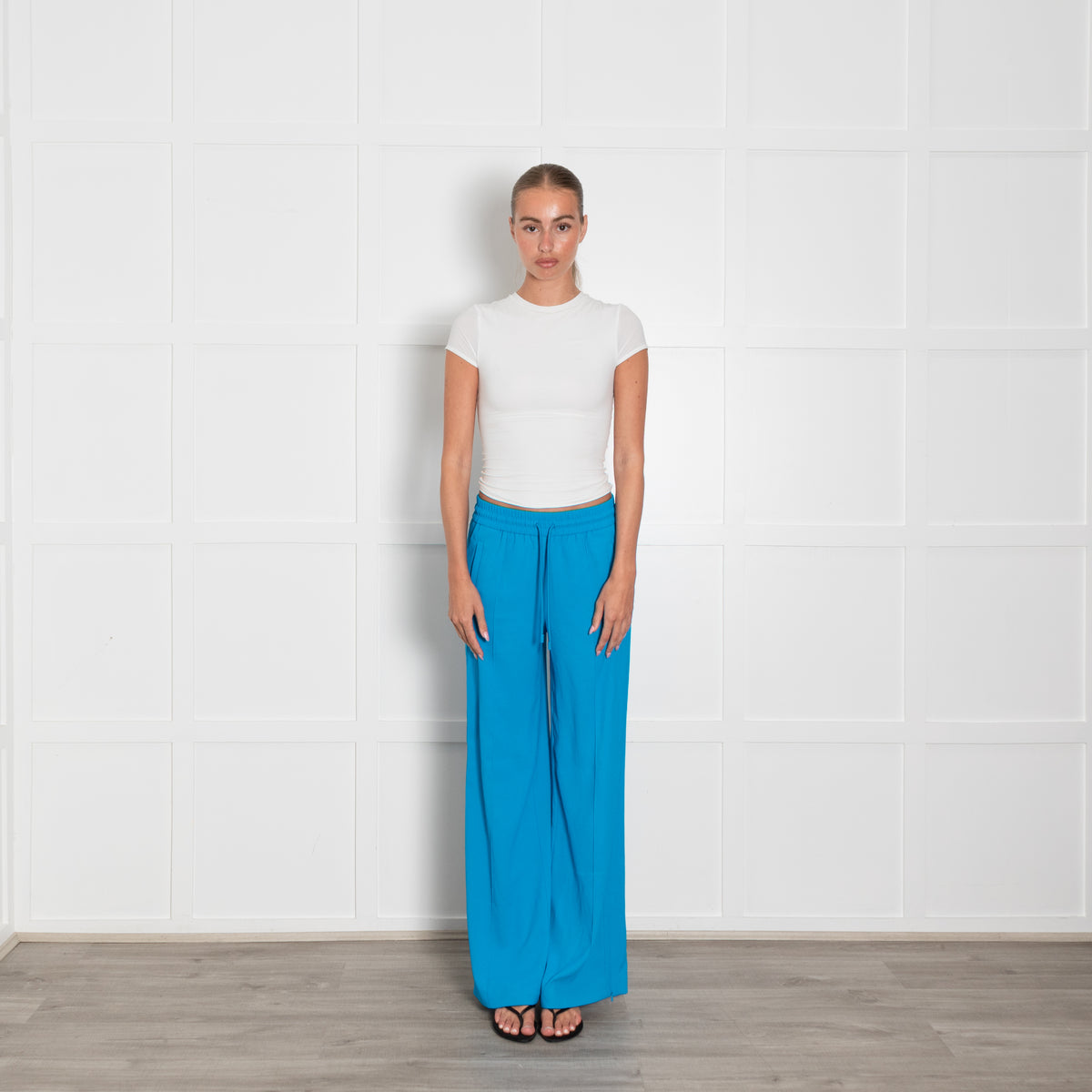 Me + Em Turquoise Blue Elasticated Waisted Trousers