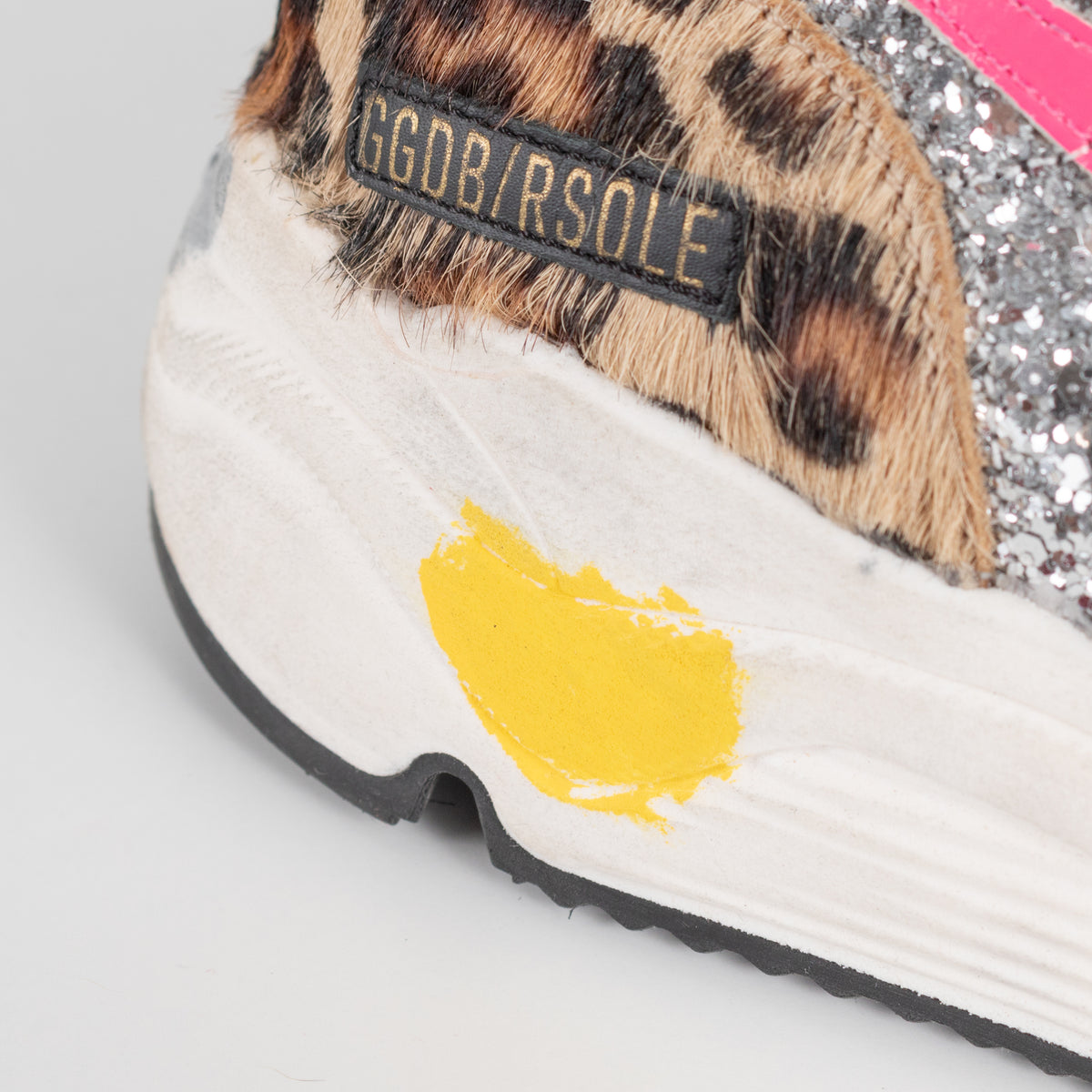 Golden Goose Brown Leopard Print Pony Skin With Glitter Trainers