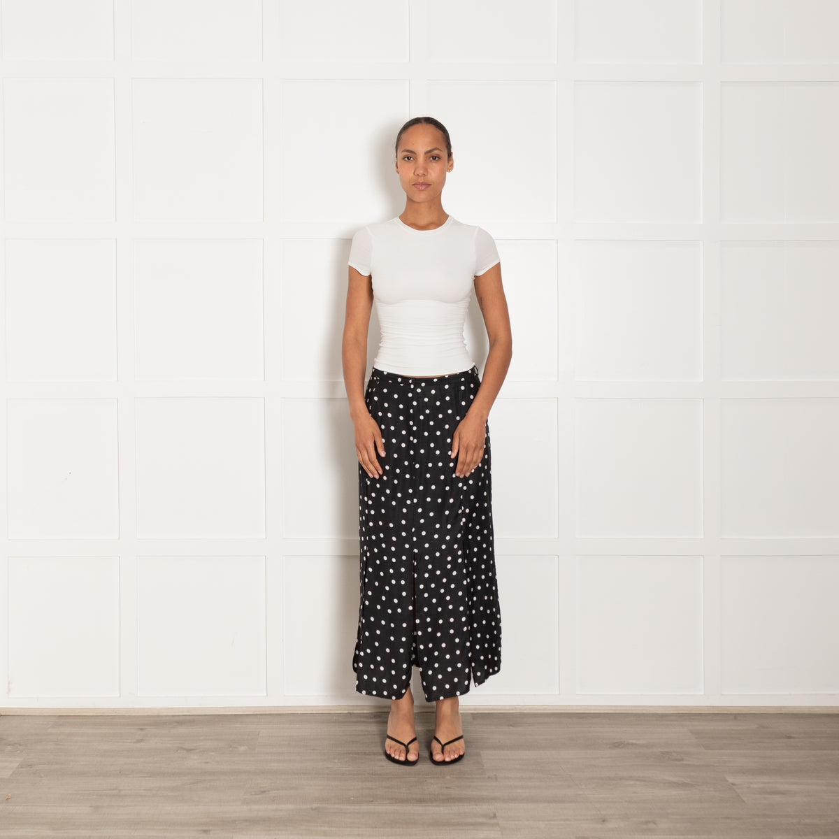 Rixo Black Skirt With White Spots