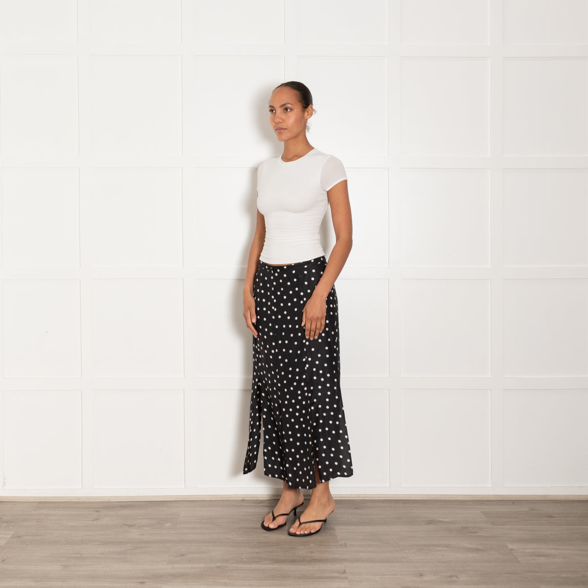Rixo Black Skirt With White Spots