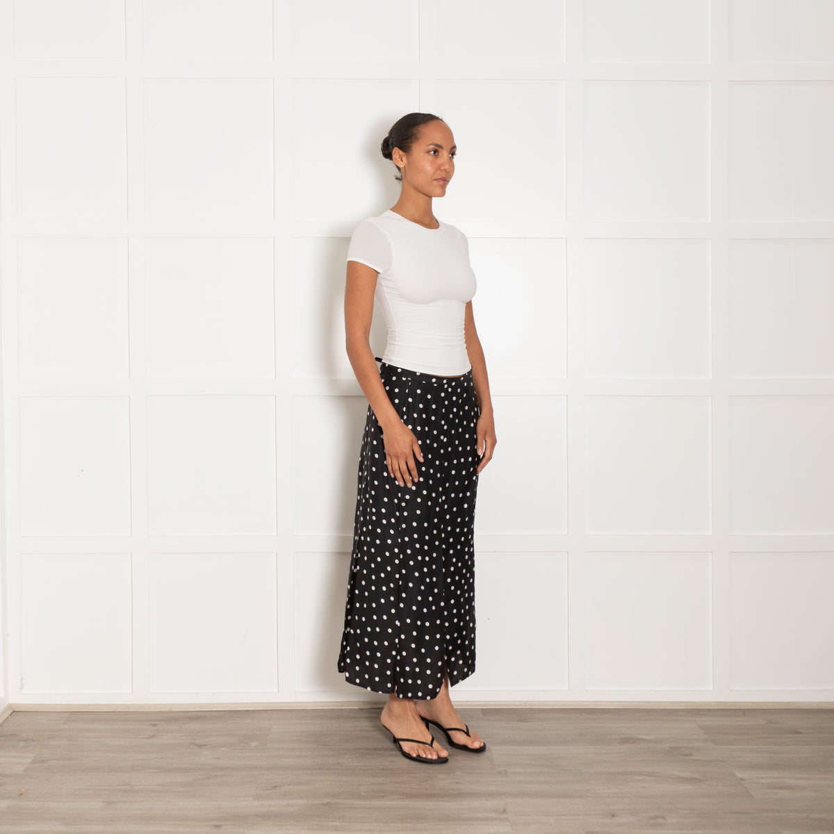 Rixo Black Skirt With White Spots