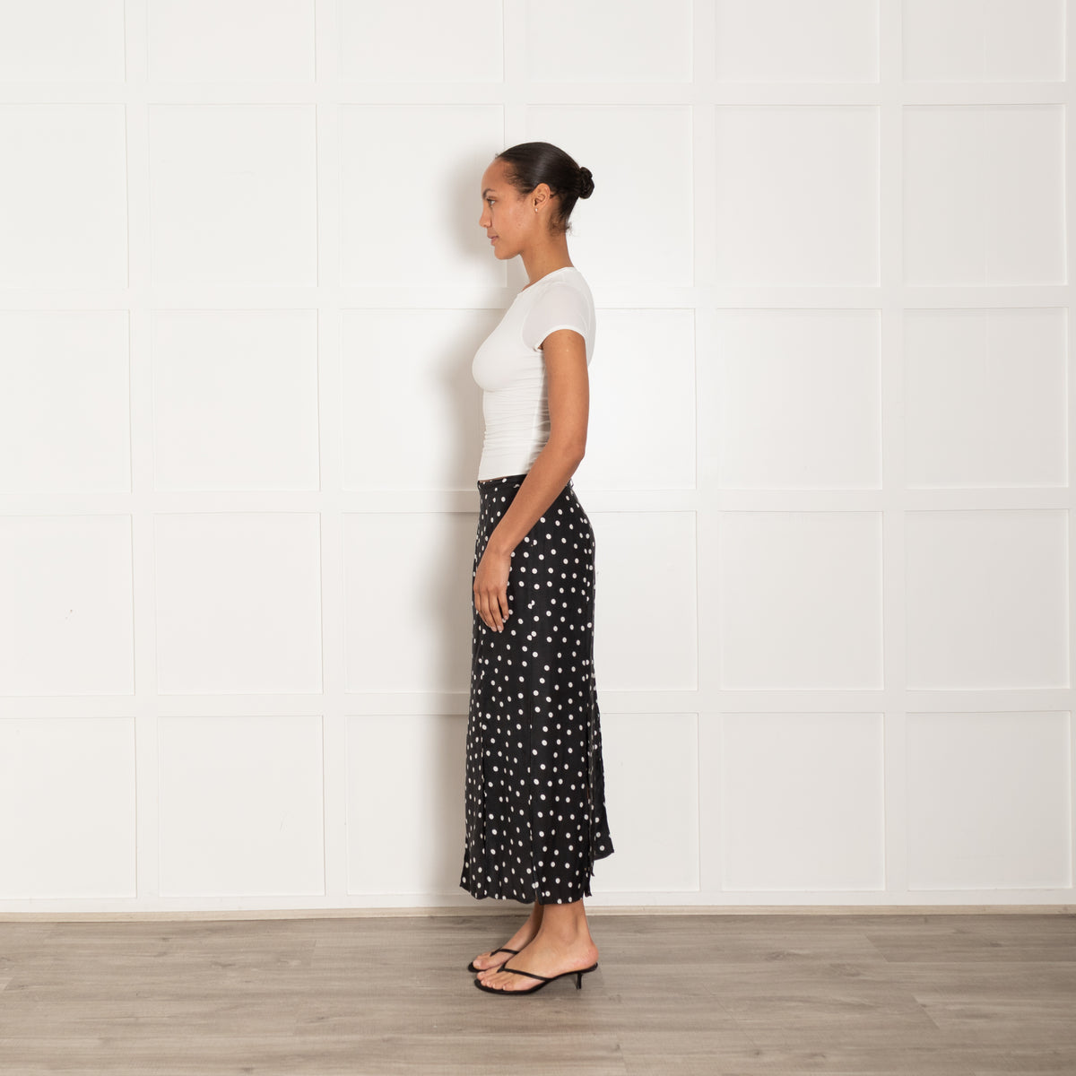 Rixo Black Skirt With White Spots