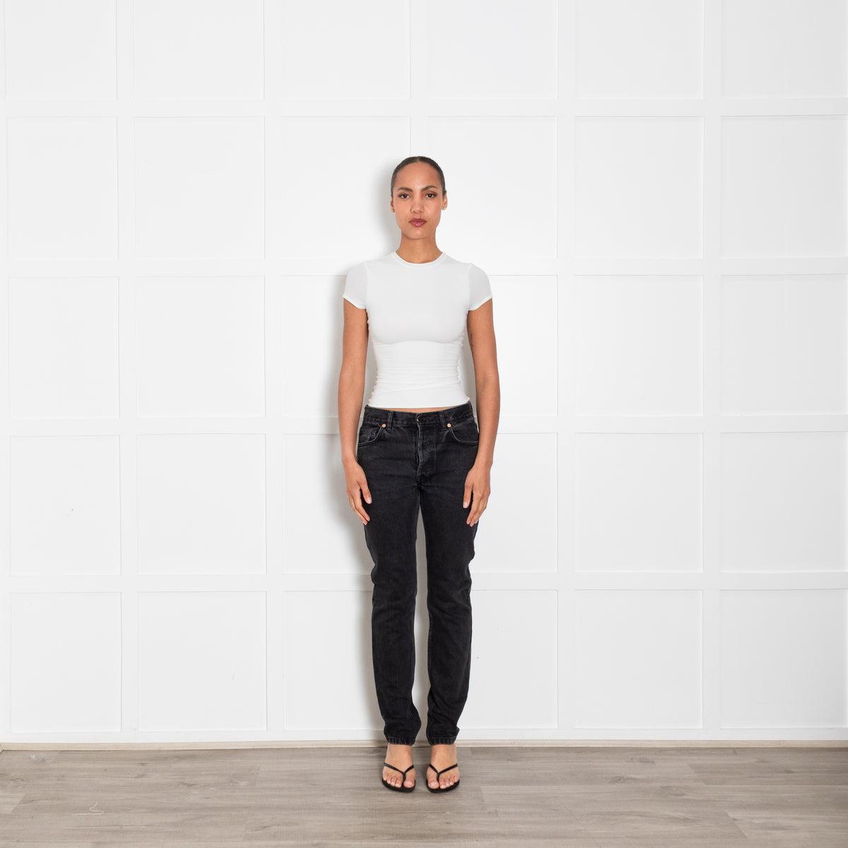 Raey Black Slim Fit Tapered Jeans