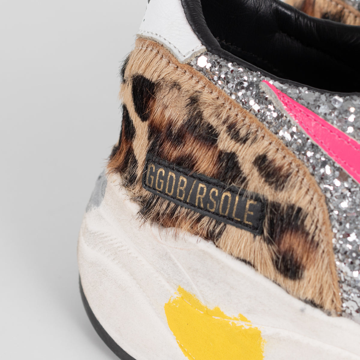 Golden Goose Brown Leopard Print Pony Skin With Glitter Trainers
