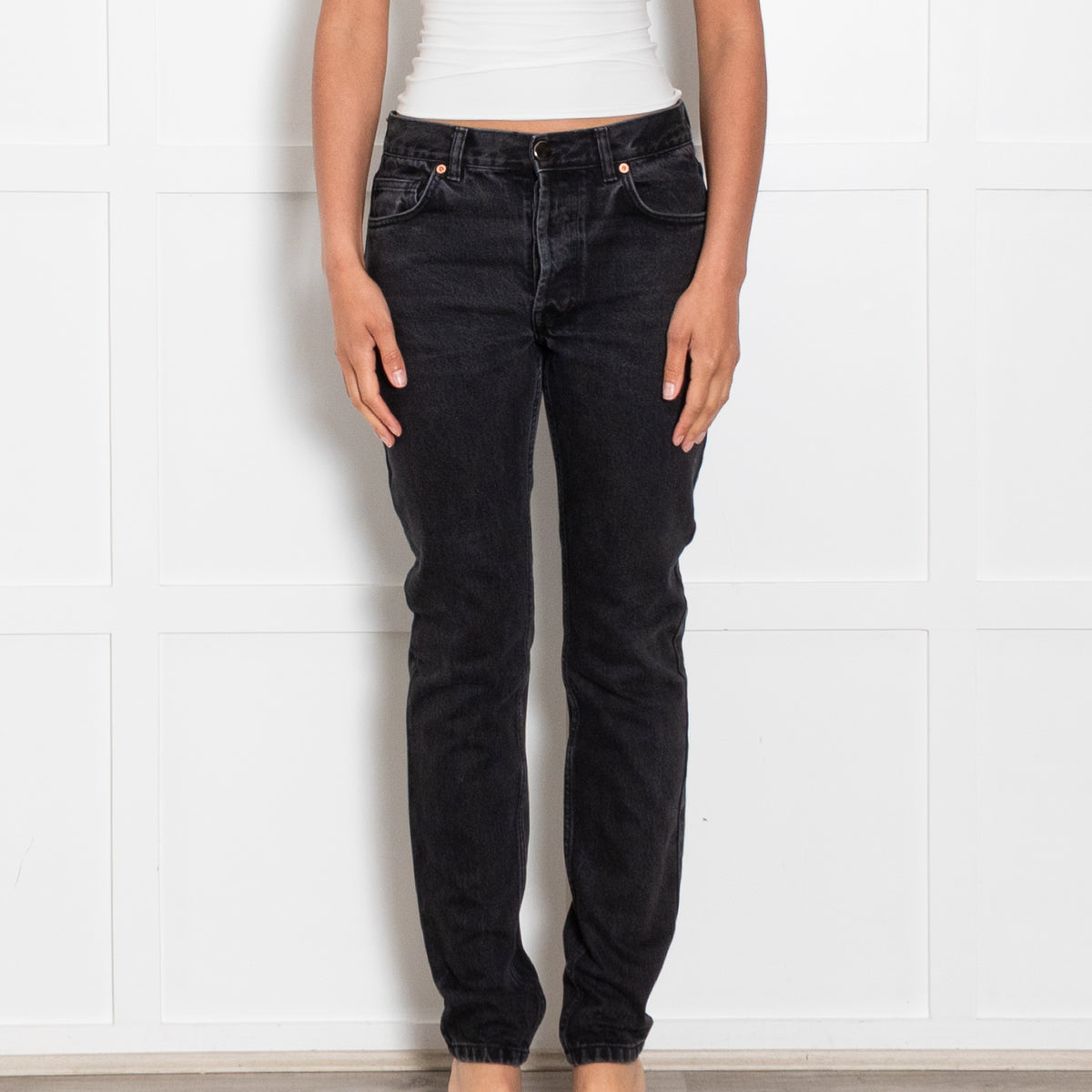 Raey Black Slim Fit Tapered Jeans
