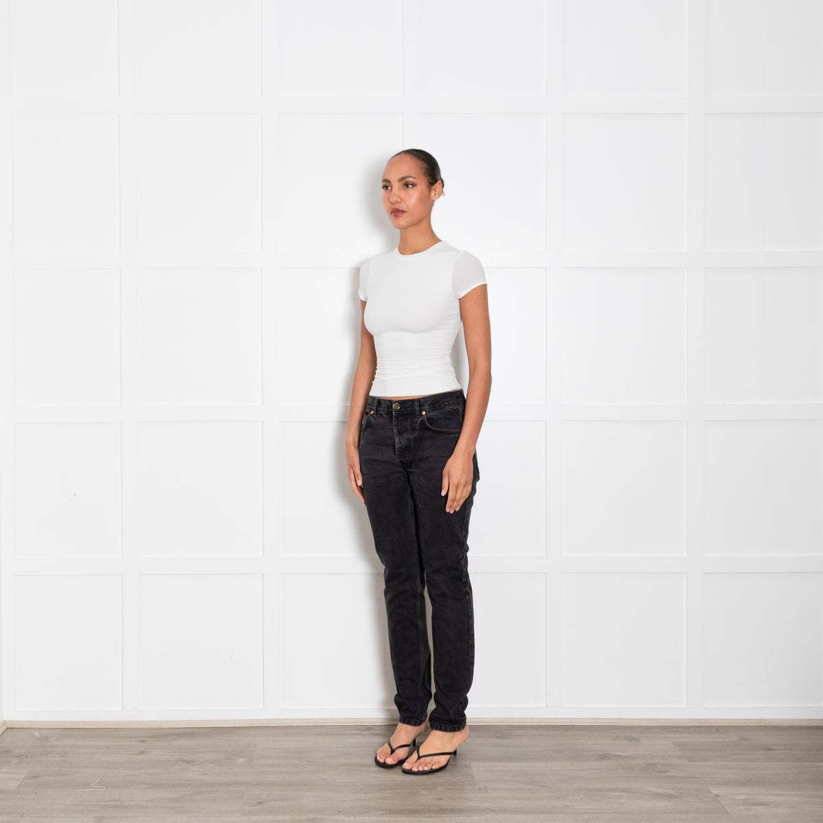 Raey Black Slim Fit Tapered Jeans