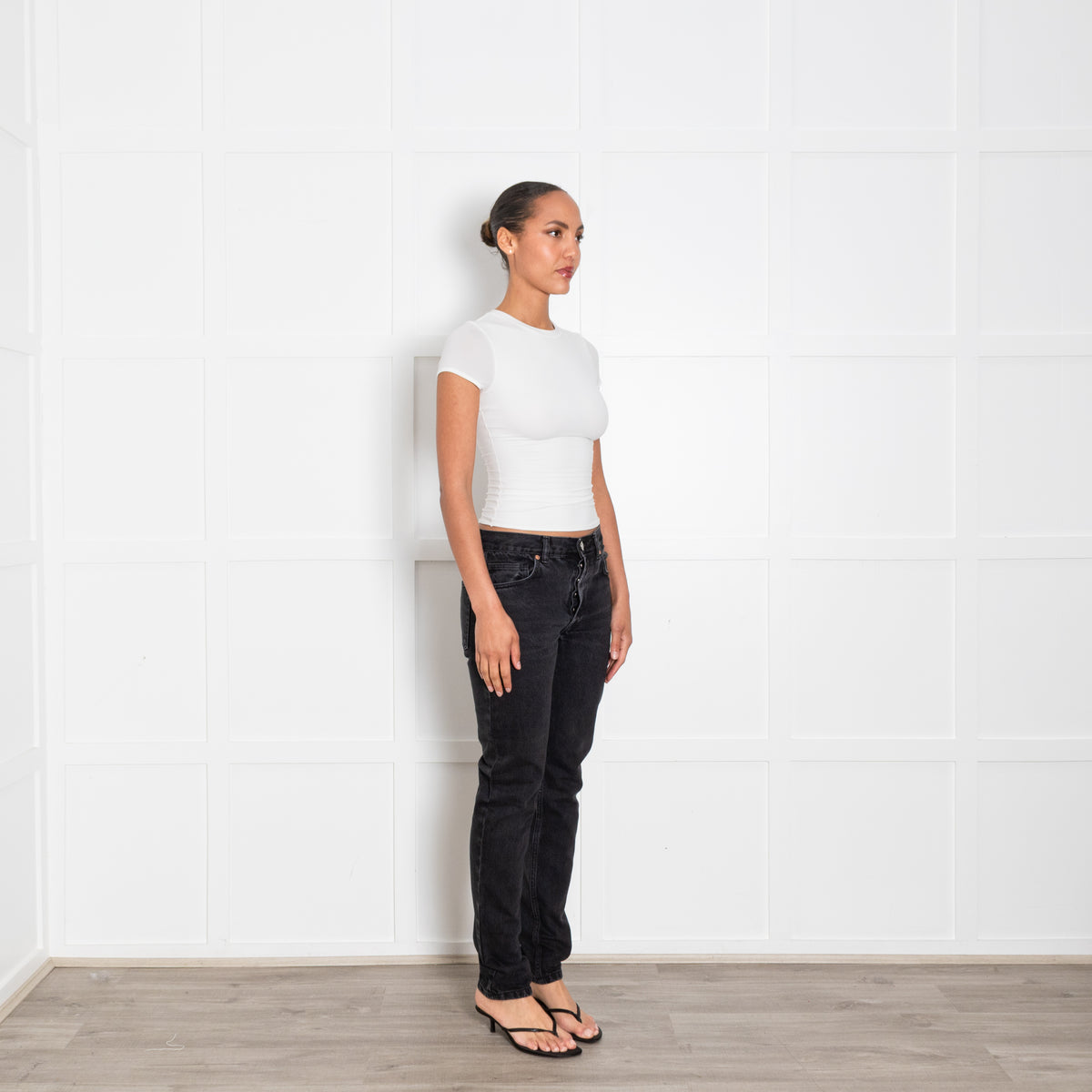 Raey Black Slim Fit Tapered Jeans