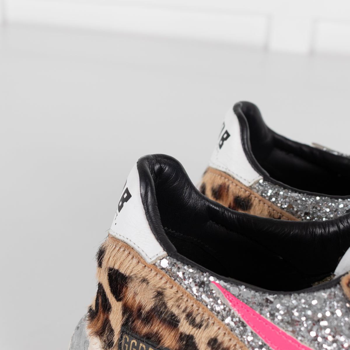 Golden Goose Brown Leopard Print Pony Skin With Glitter Trainers