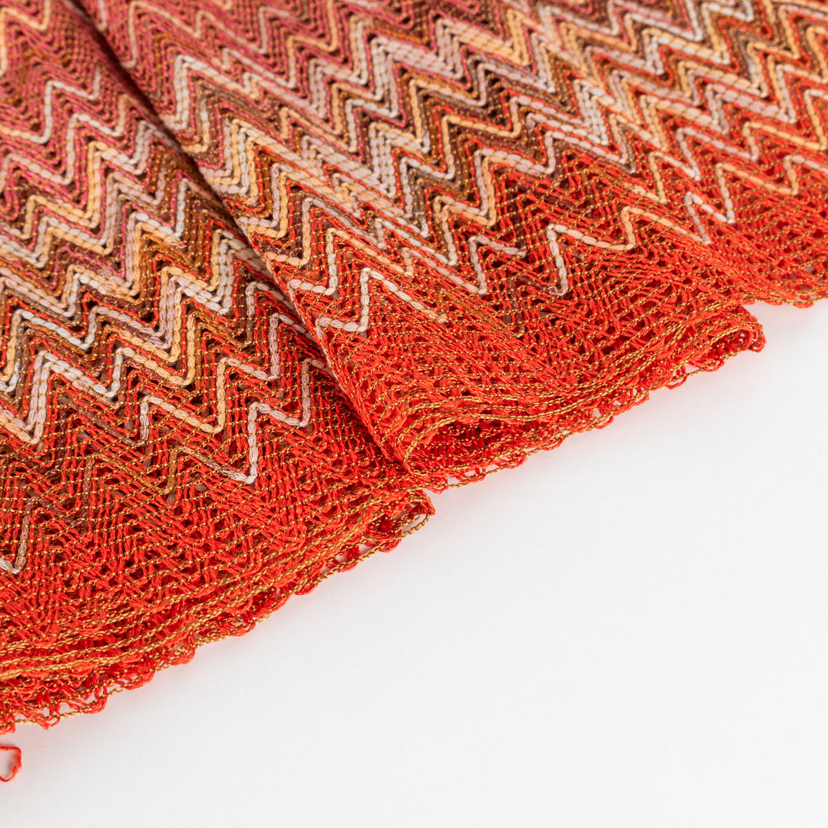 Missoni Orange Cream Chevron Cotton Blend Summer Scarf