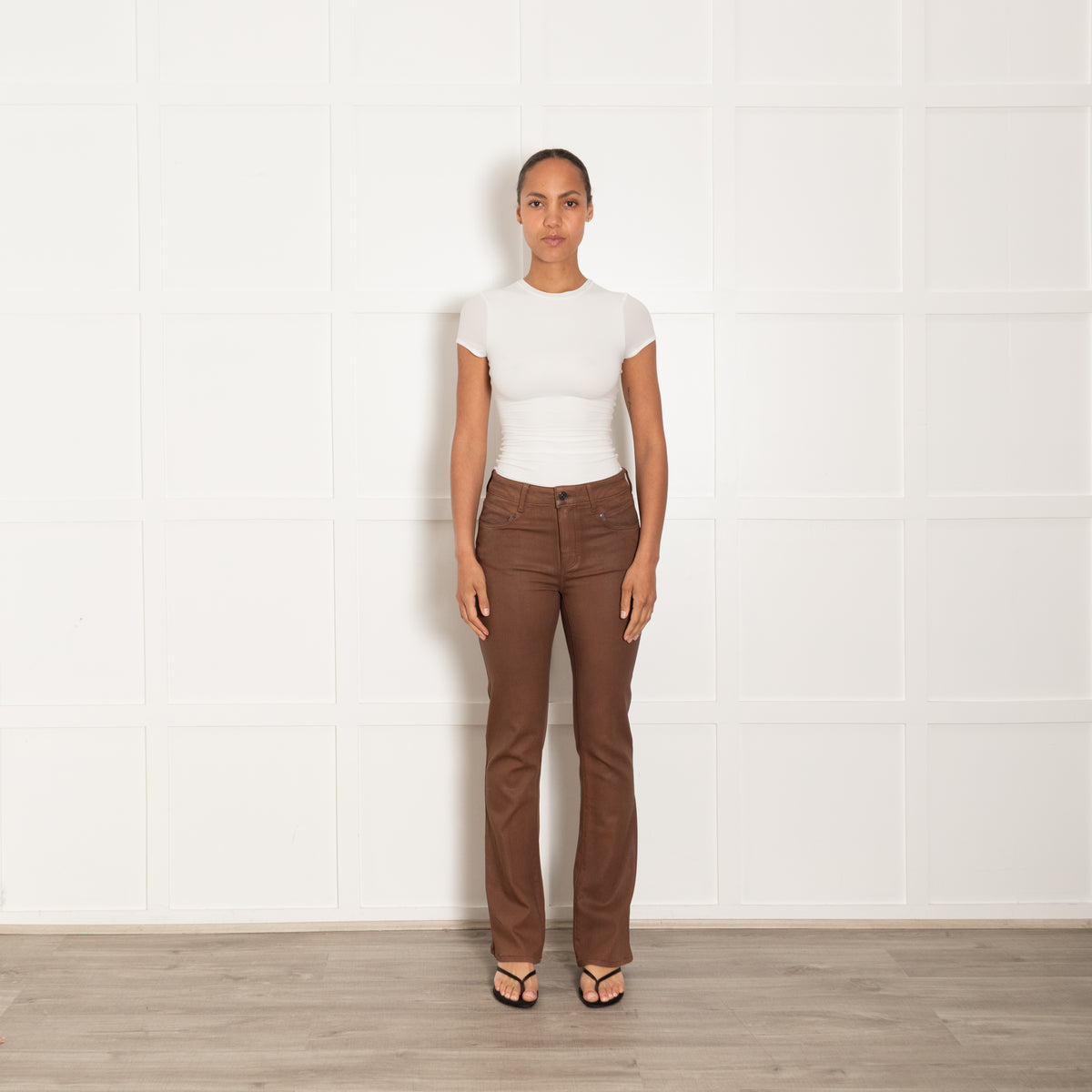 Paige High Rise Laurel Canyon Brown Trousers