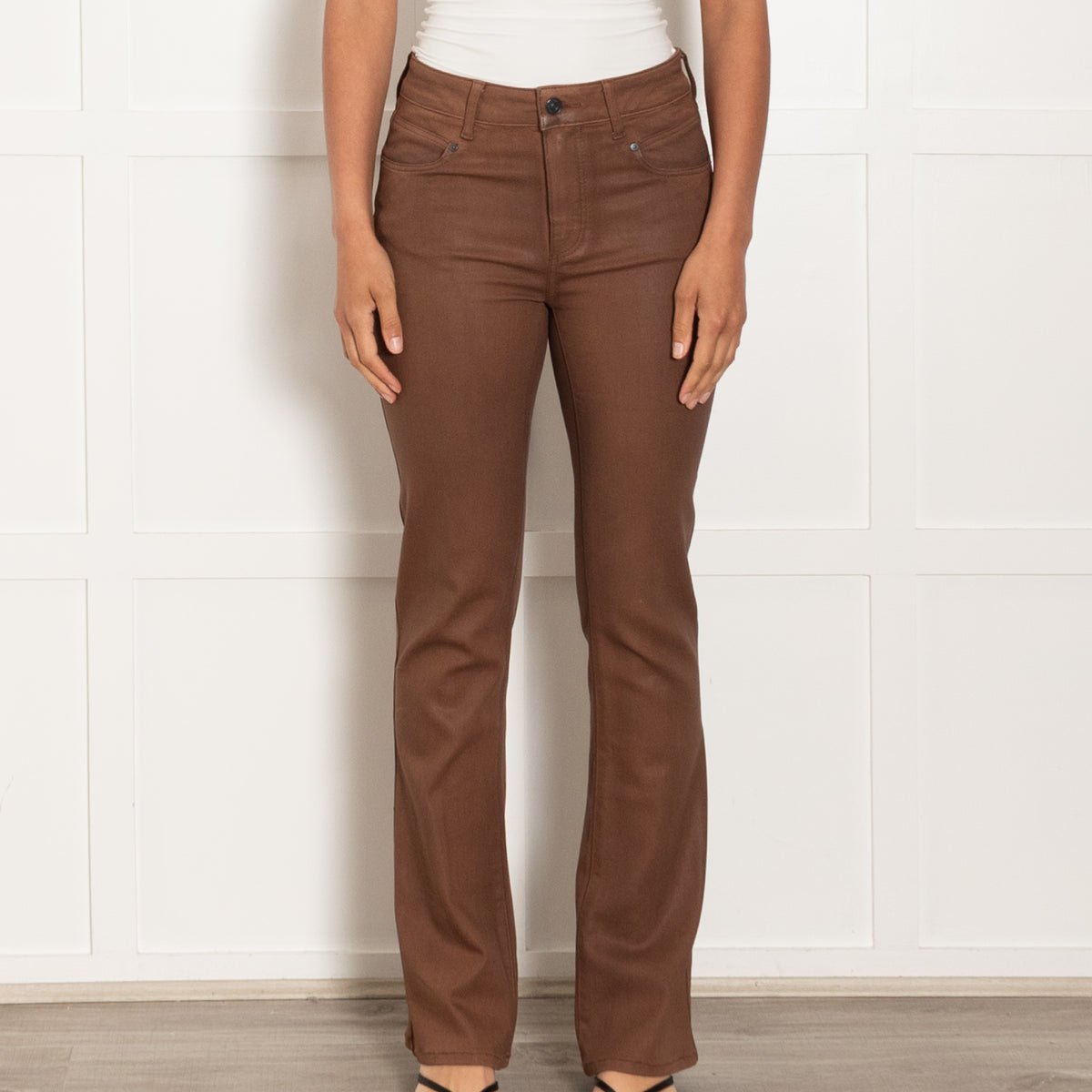 Paige High Rise Laurel Canyon Brown Trousers
