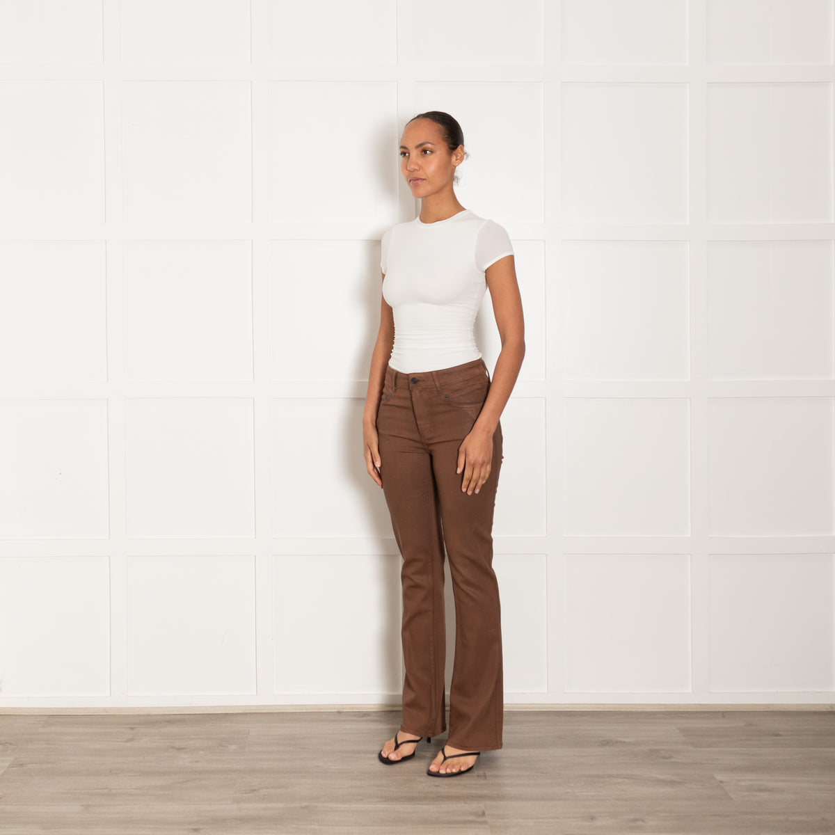 Paige High Rise Laurel Canyon Brown Trousers
