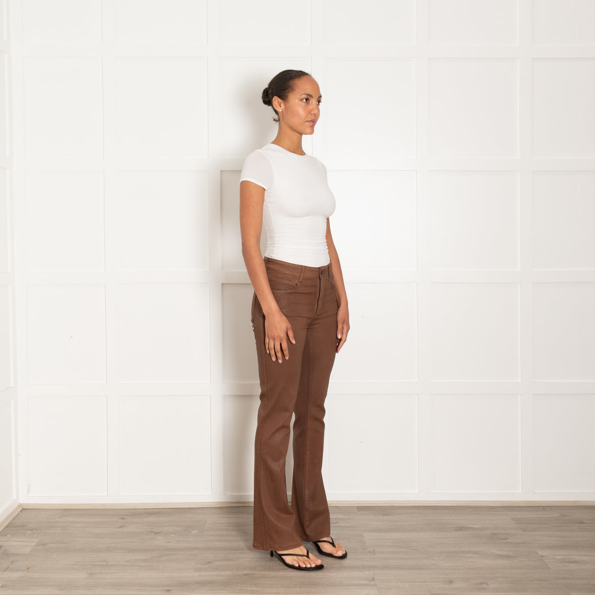 Paige High Rise Laurel Canyon Brown Trousers