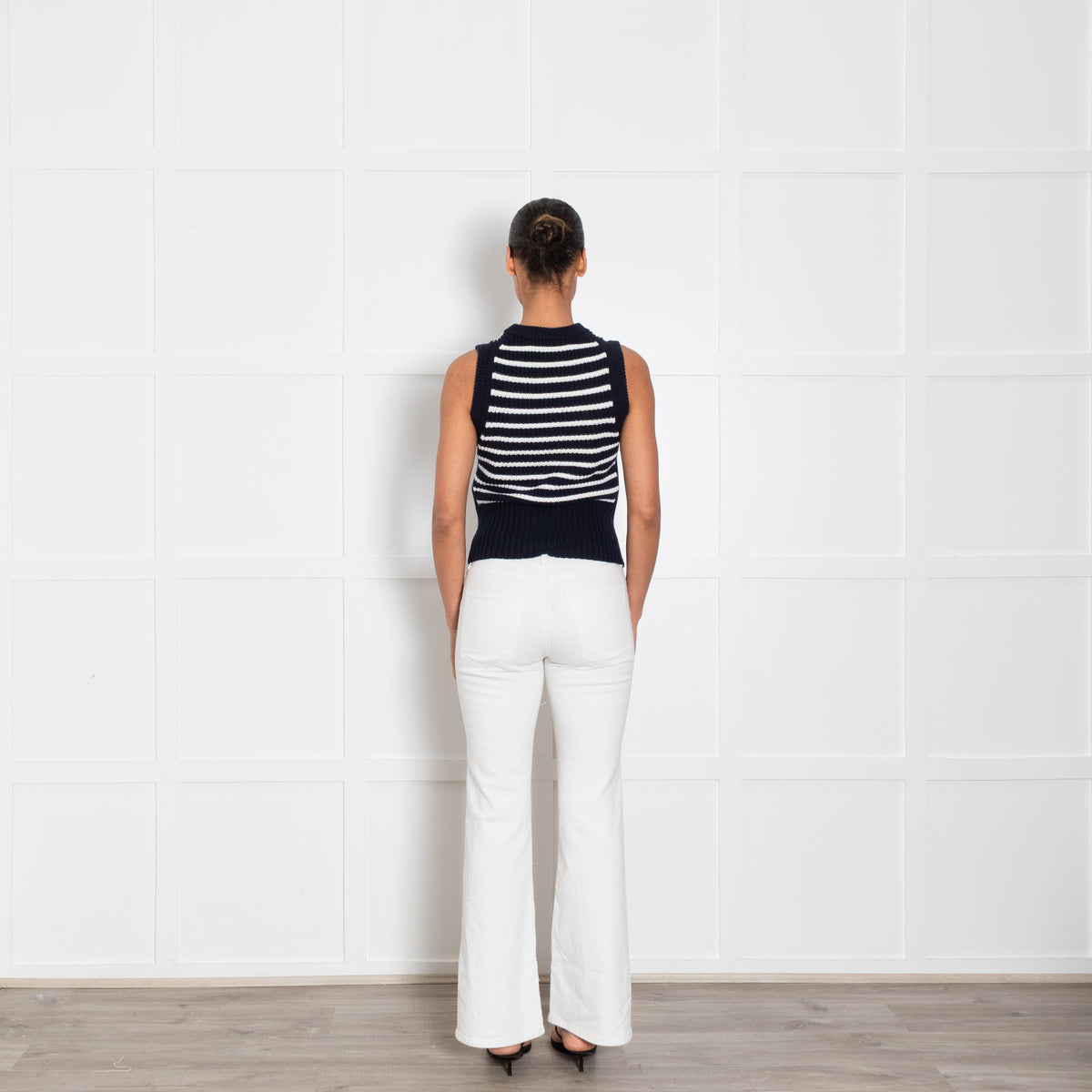 Me + Em Navy & White Striped Knit Vest