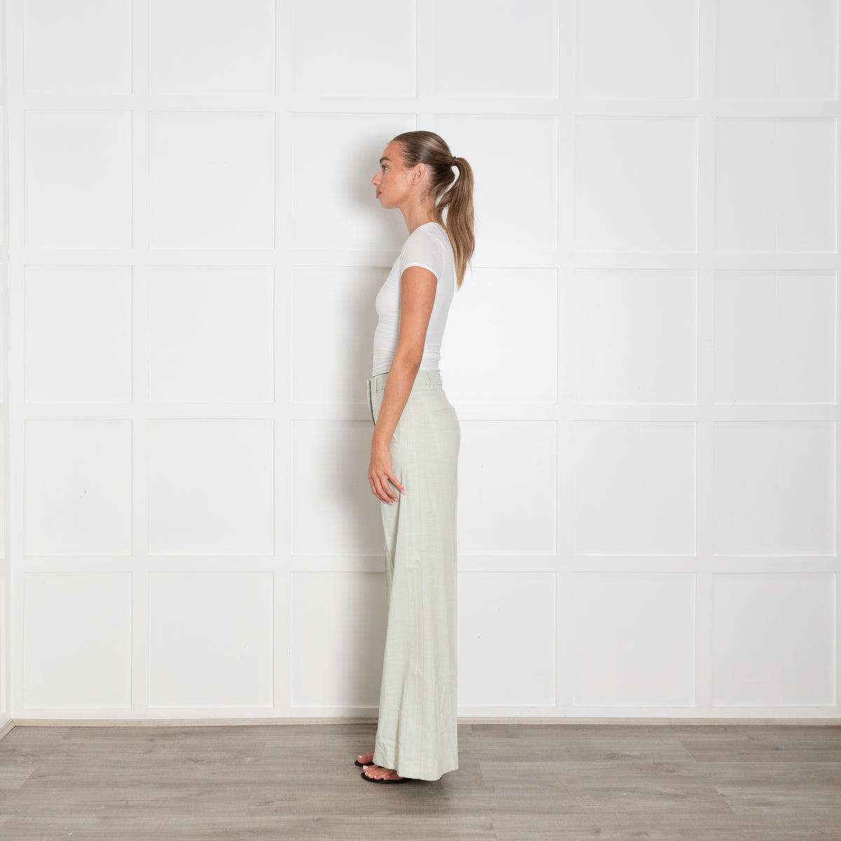 Me + Em Pistachio Green Wide Leg Trousers