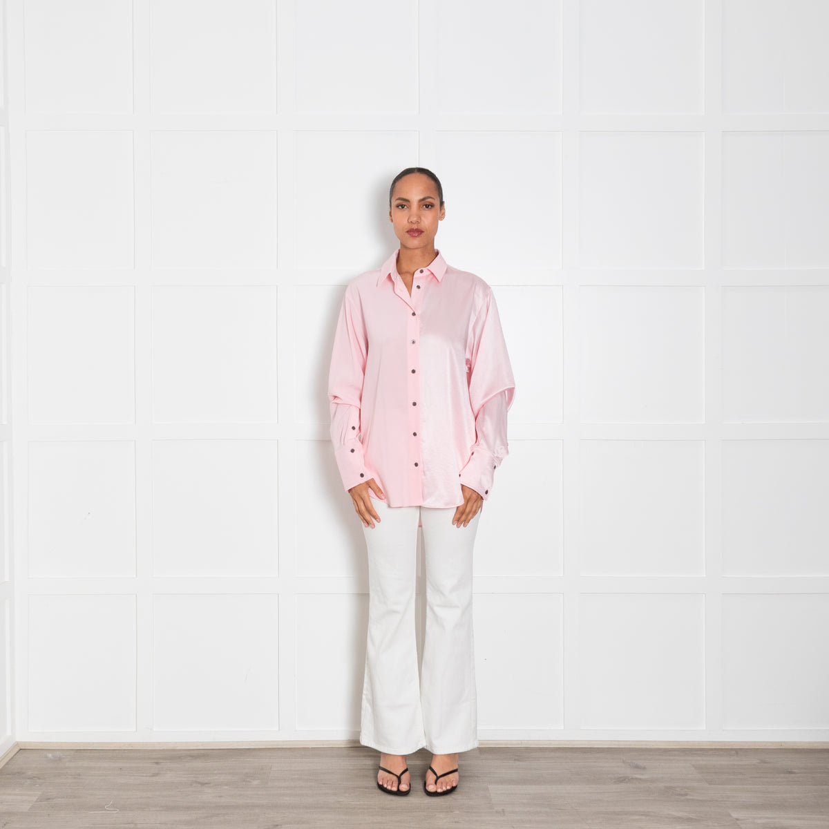Serena Bute Pale Pink Oversized Shirt With Double Cuff