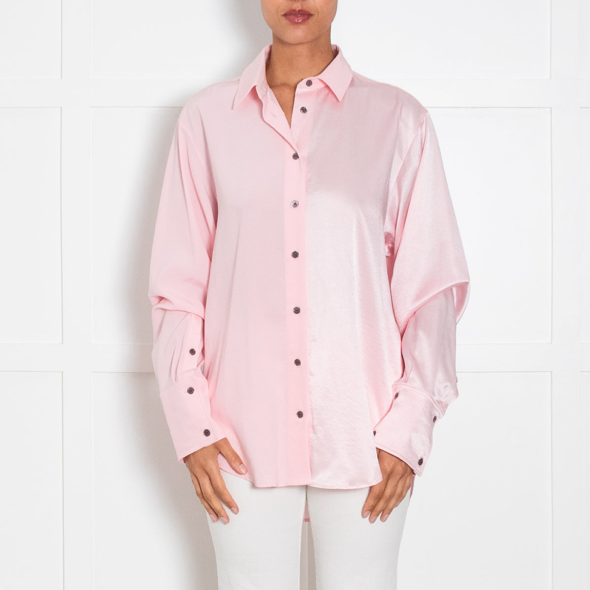 Serena Bute Pale Pink Oversized Shirt With Double Cuff