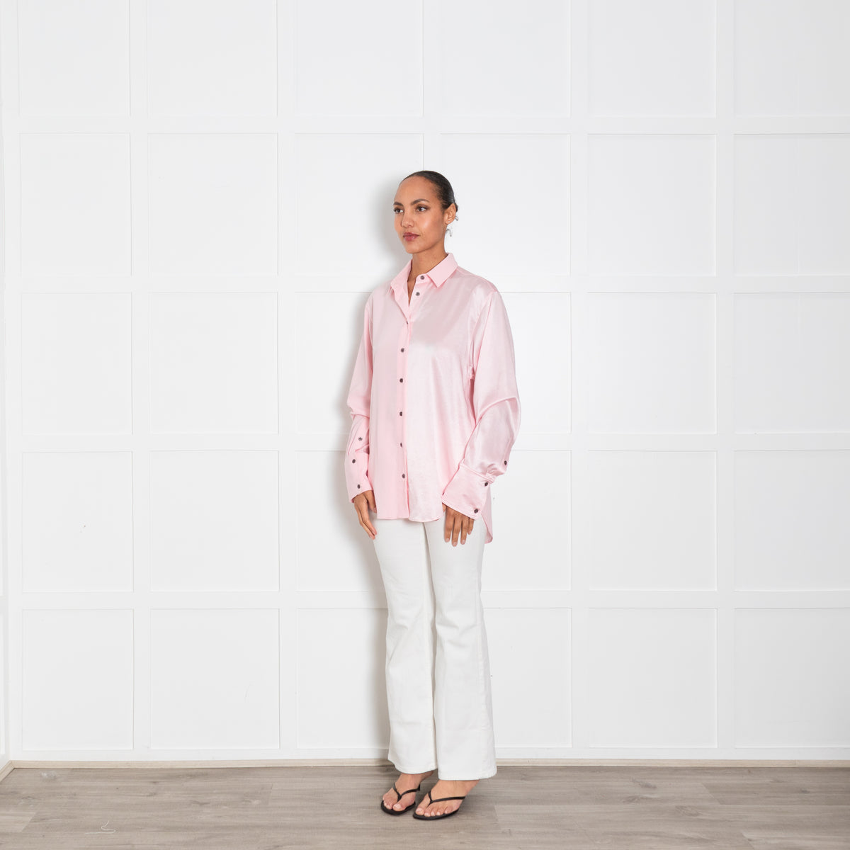 Serena Bute Pale Pink Oversized Shirt With Double Cuff