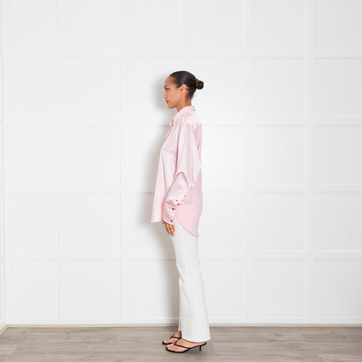 Serena Bute Pale Pink Oversized Shirt With Double Cuff