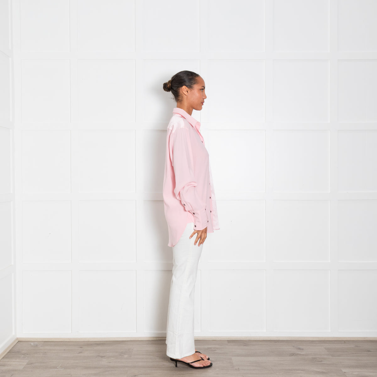 Serena Bute Pale Pink Oversized Shirt With Double Cuff