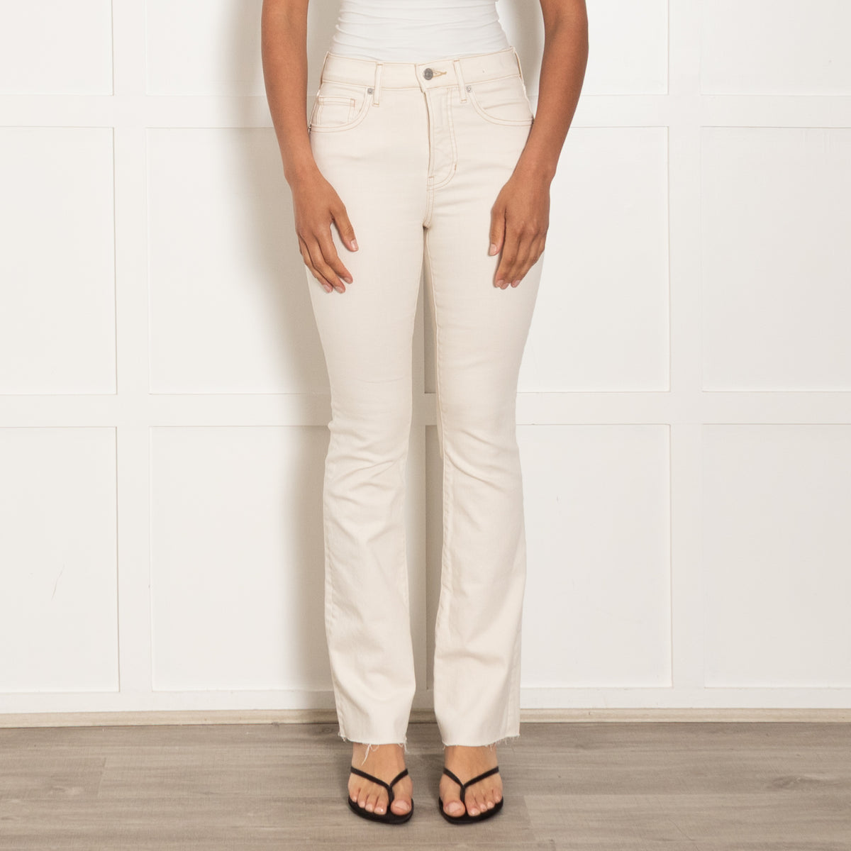 Veronica Beard Cream Cameron Bootcut Jeans