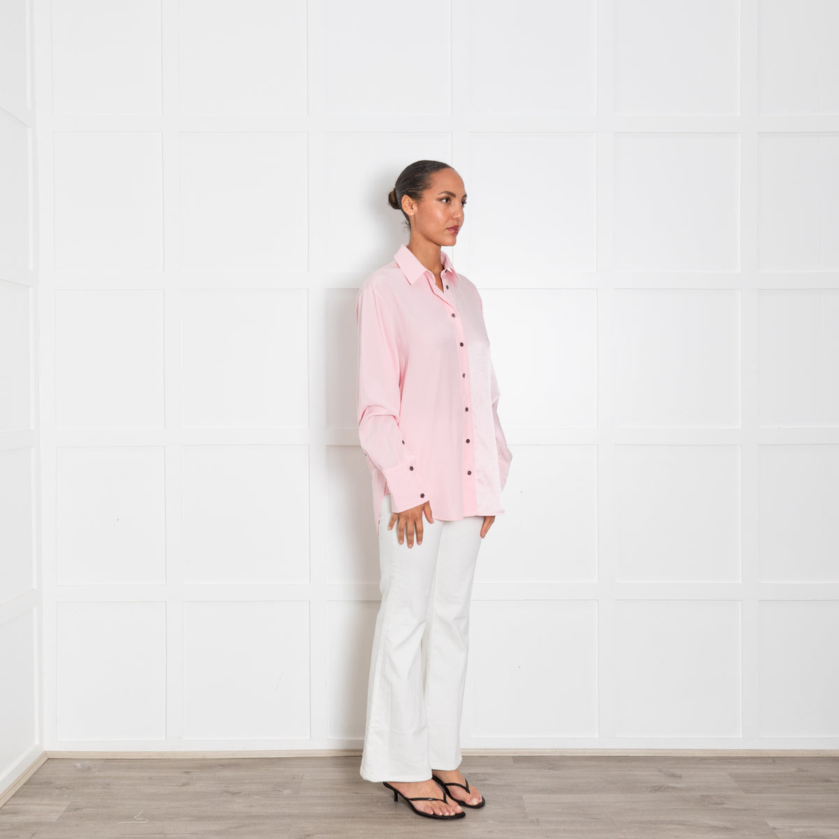 Serena Bute Pale Pink Oversized Shirt With Double Cuff