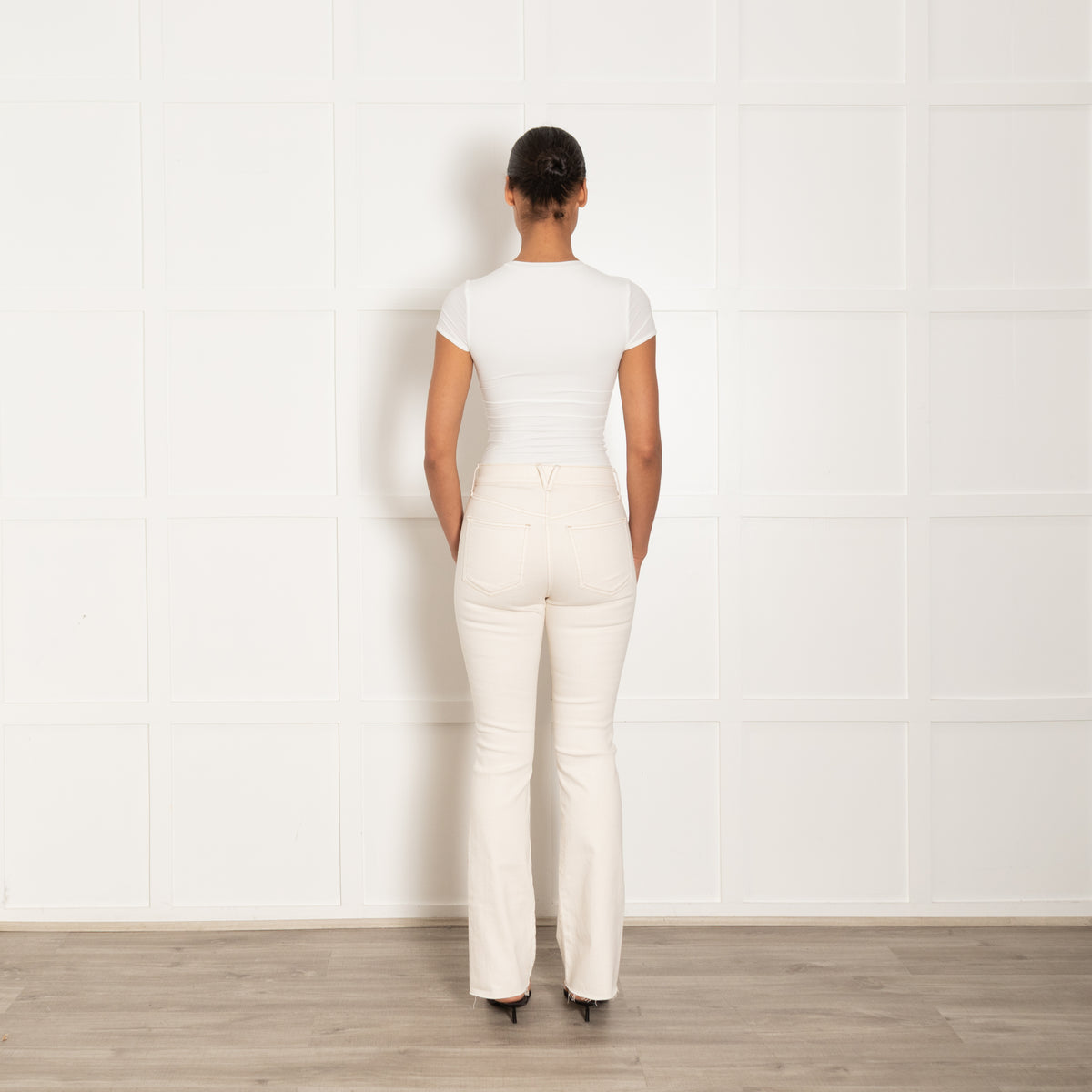 Veronica Beard Cream Cameron Bootcut Jeans