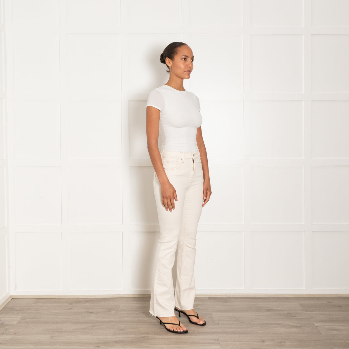 Veronica Beard Cream Cameron Bootcut Jeans