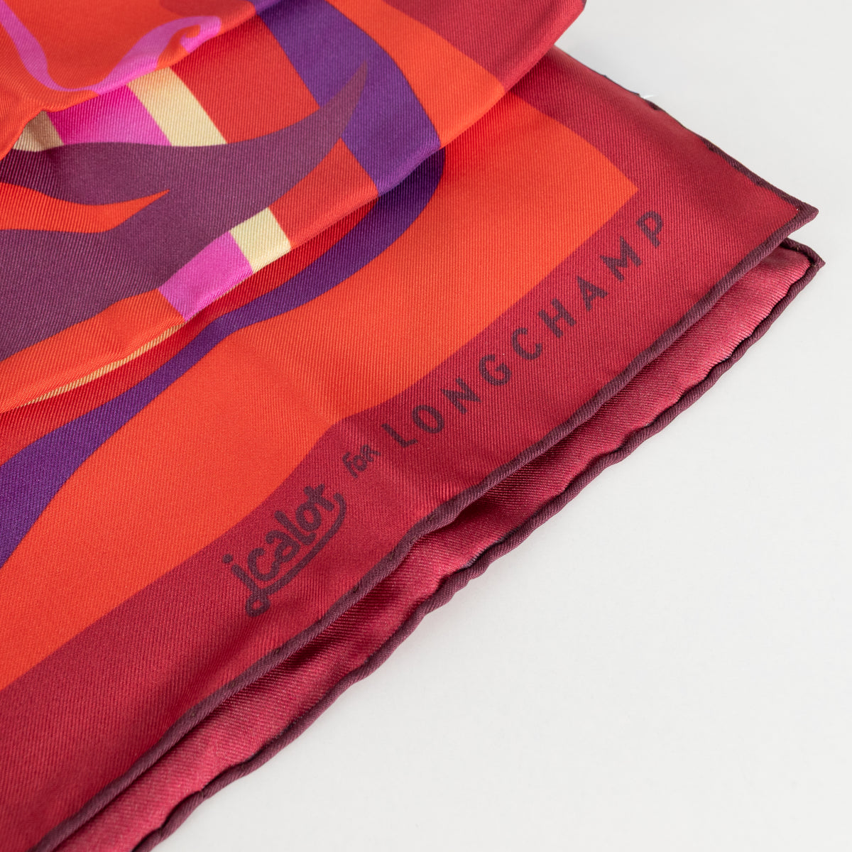 Longchamp Multi Print Silk Wave Tropical Scarf